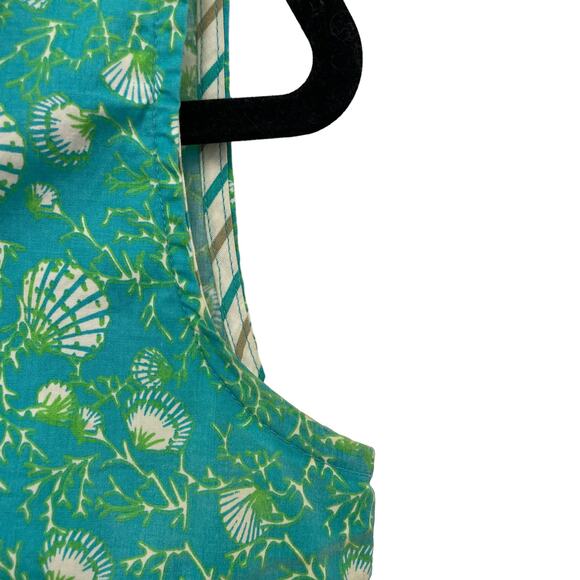 Tizzie Button Front Sleeveless Ruffle Collar Top Blue Green Small ASIS - Picture 4 of 6